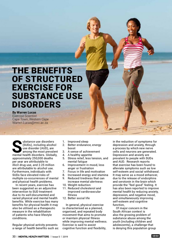 The Benefits of structured exercise for substance use disorders