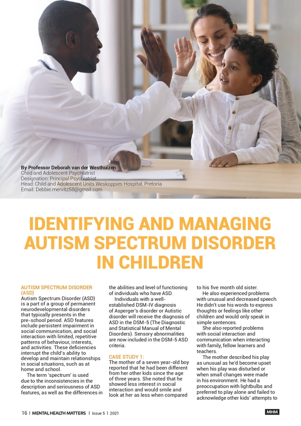 Identifying and managing Autism spectrum disorder in children