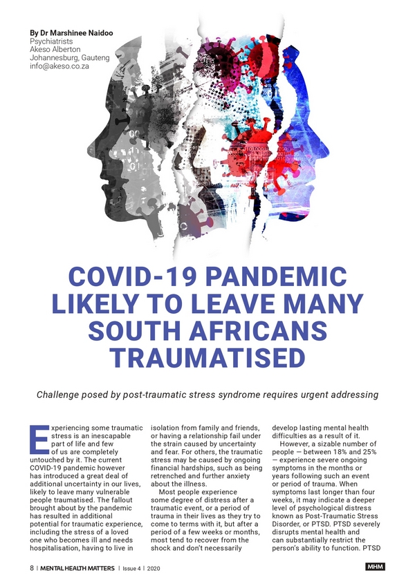 Covid-19 Pandemic likely to leave many South Africans traumatised