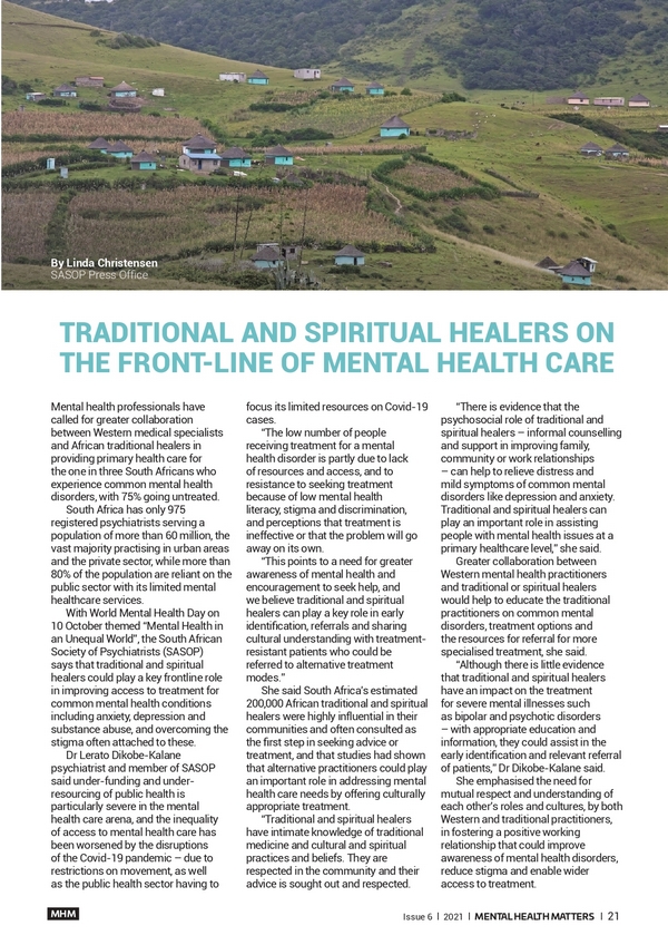 Traditional and spiritual healers on the front-line of mental health care